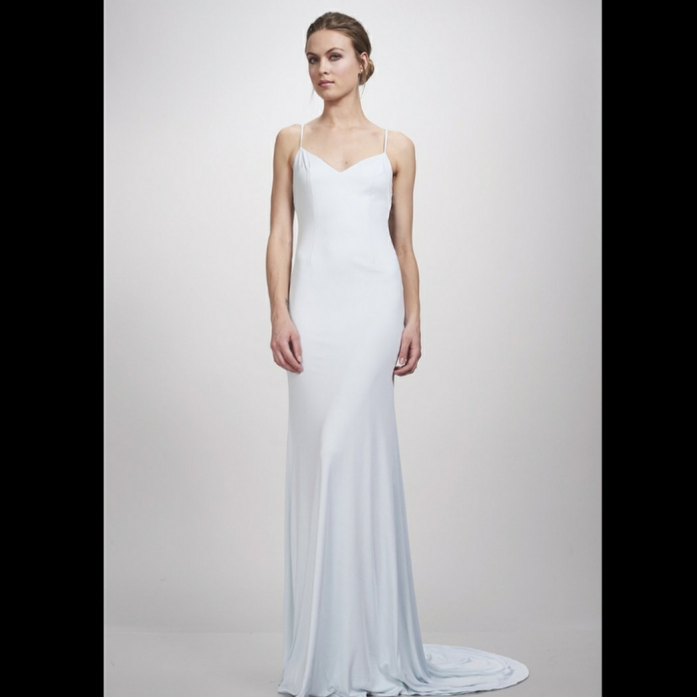 Theia Cloud Blue Slip Dress